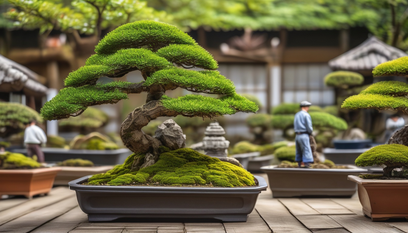 欧州各地に広がるBONSAI愛好家コミュニティを象徴する深緑と苔色の抽象アート